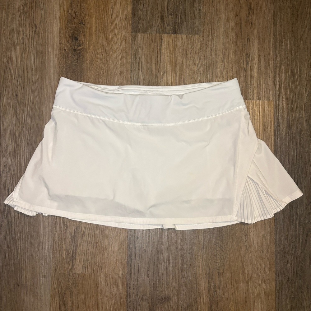 Lululemon Play Off The Pleats Skirt 13" White Size 12 Skort Golf Tennis Athletic